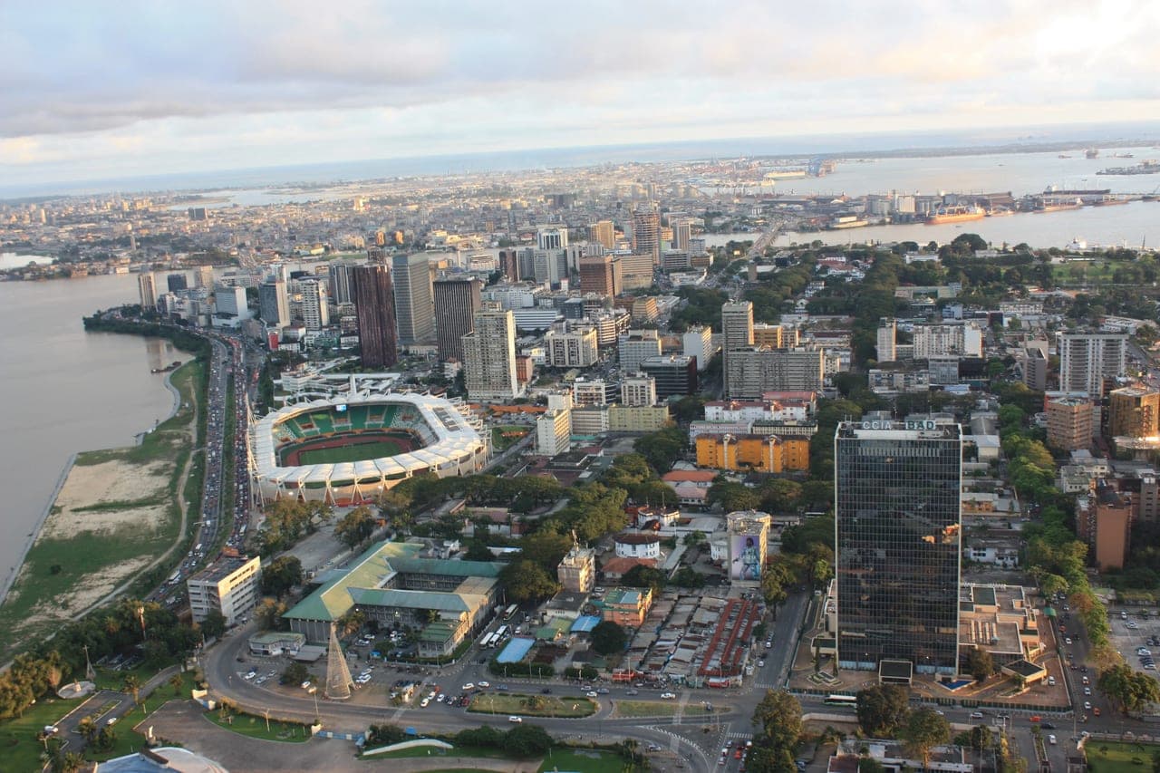 Abidjan — Plateau CBD, aerial view, January 2025